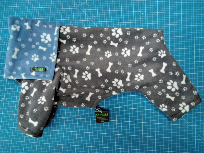 Blue and grey paws fleece onesie