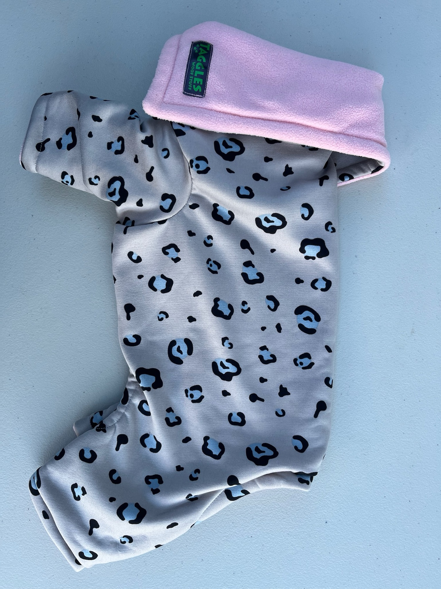 Leopard and baby pink sweatshirt microfleece onesie - 35cm