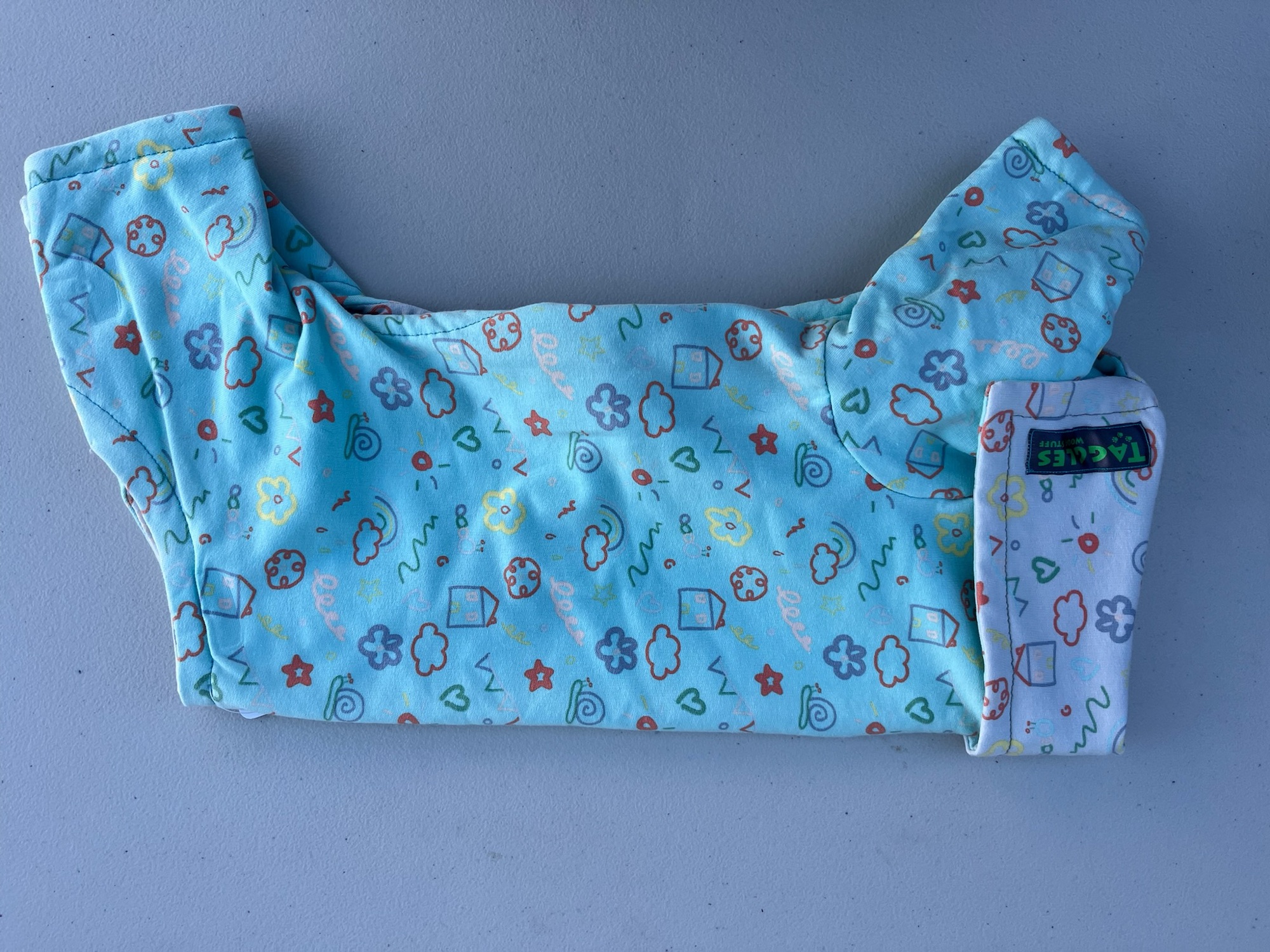 Grey and turquoise scribble t-shirt onesie