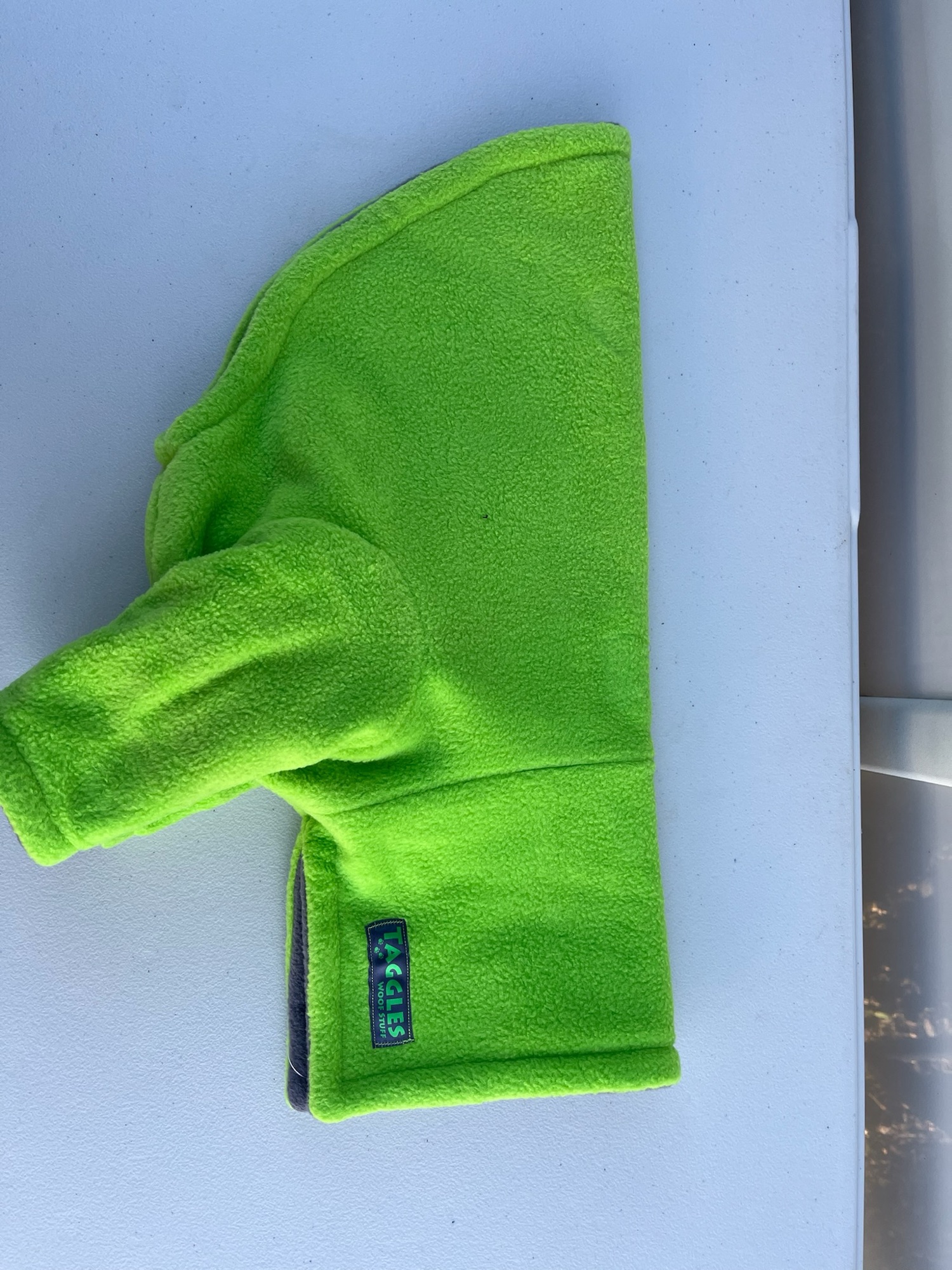 Lime green and dark grey fleece jumper - 30cm
