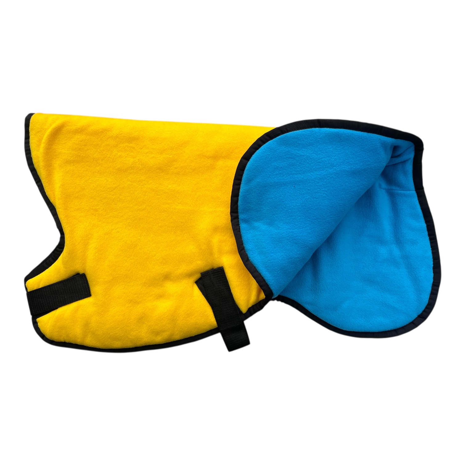 Yellow and turquoise fleece bodywarmer - 65cm (velcro)