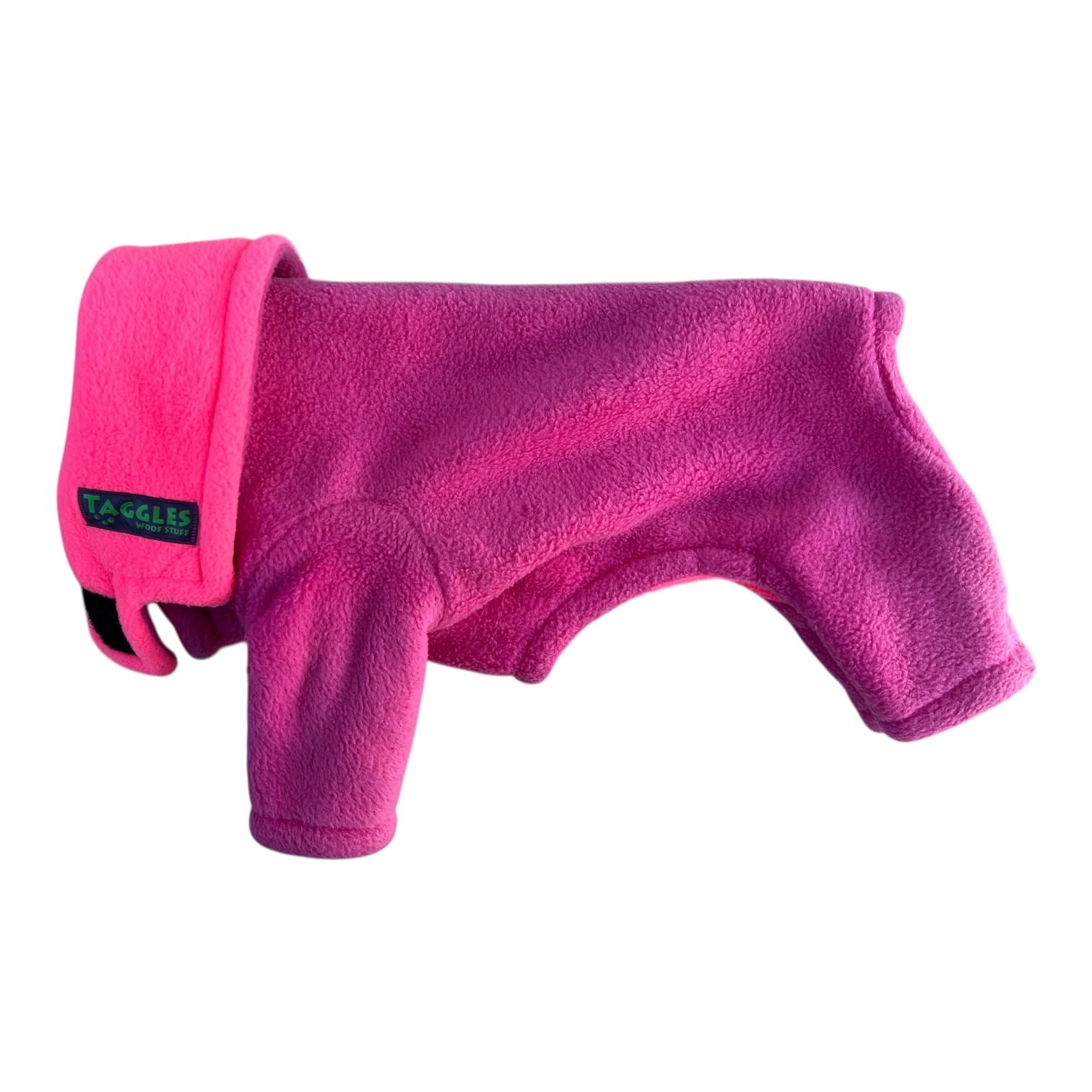 Cerise and fluorescent pink onesie - 30cm - with velcro on hood