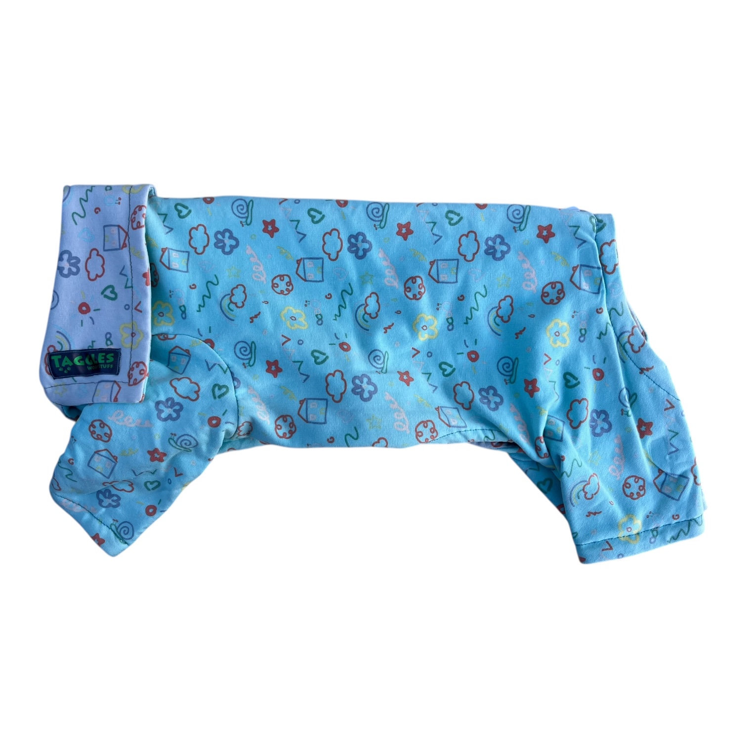 Grey and turquoise scribble t-shirt onesie