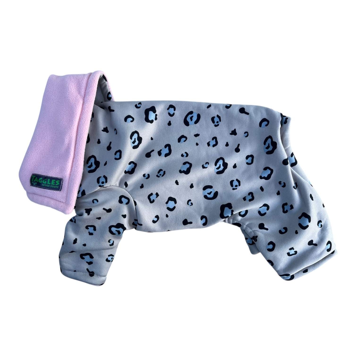 Leopard and baby pink sweatshirt microfleece onesie - 35cm