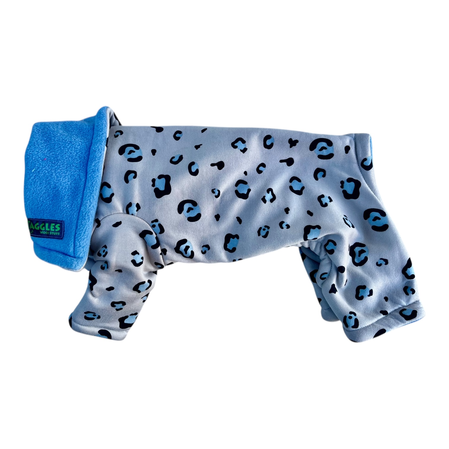 Leopard and blue sweatshirt onesie - 30cm