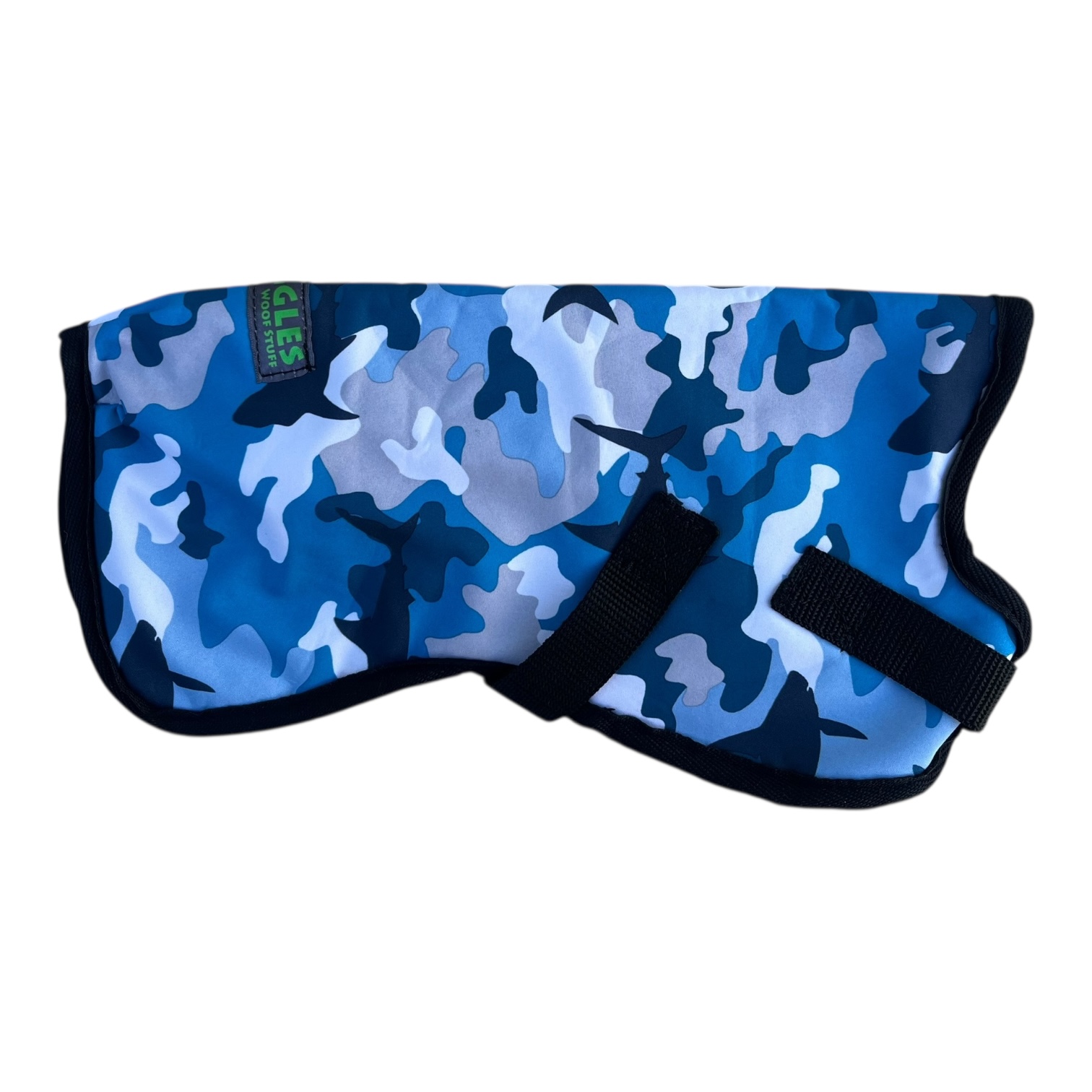 Camo sharks and blue raincoat gilet
